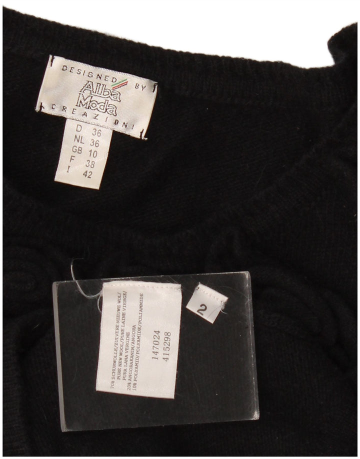 Alba Moda Womens Boat Neck Jumper Sweater UK 10 Small  Black New Wool