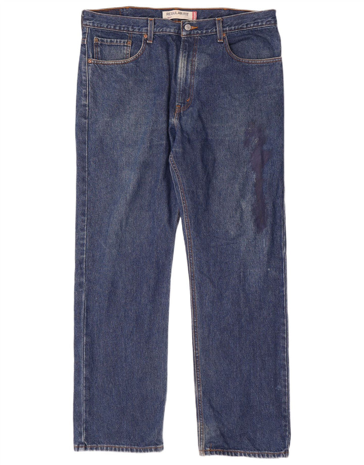 LEVI'S Mens 505 Regular Fit Straight Jeans W38 L32 Blue Cotton