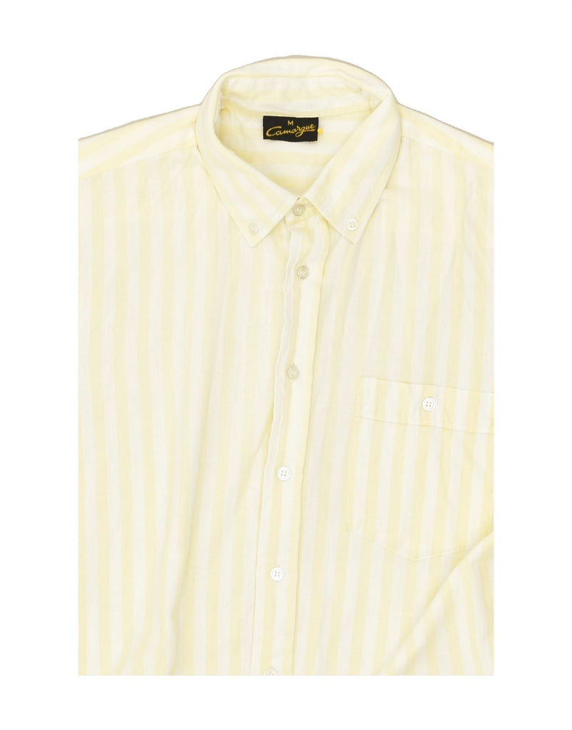 VINTAGE Mens Short Sleeve Shirt Medium Yellow Pinstripe Cotton | Vintage Vintage | Thrift | Second-Hand Vintage | Used Clothing | Messina Hembry 