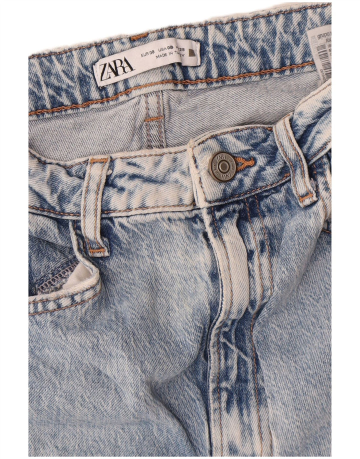 Zara Womens Distressed Straight Jeans EU 38 Small W28 L29 Blue Cotton