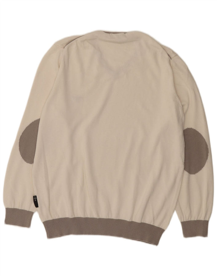 Emporio Armani Mens V-Neck Jumper Sweater Large White