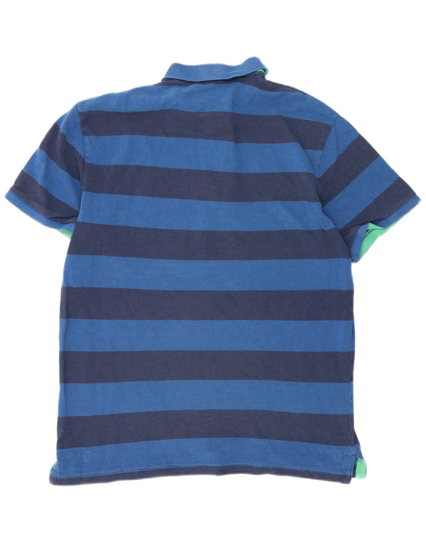 Gap Mens Polo Shirt 2XL Navy Blue Striped Cotton