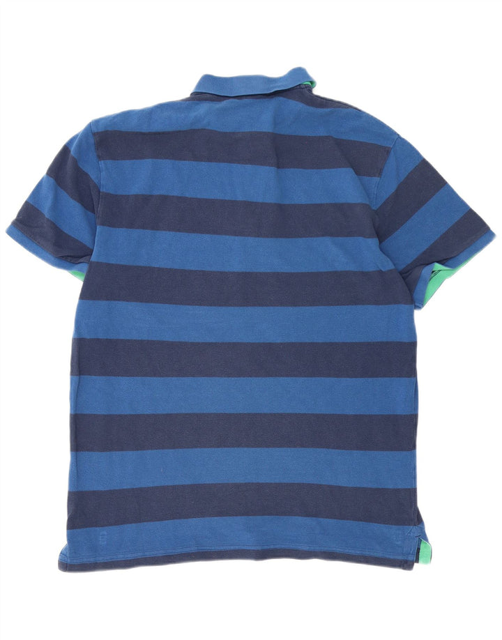 Gap Mens Polo Shirt 2XL Navy Blue Striped Cotton