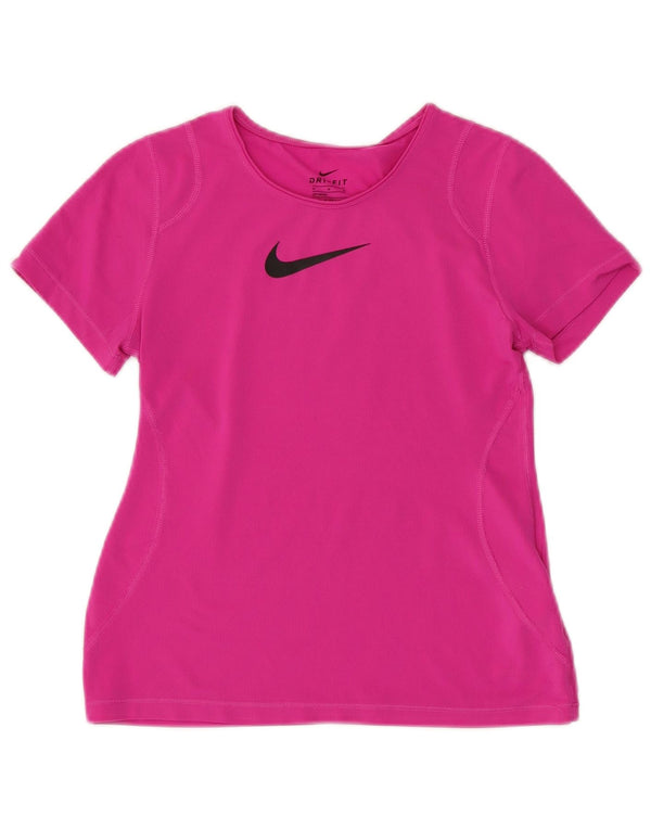 Nike Girls Dri Fit Graphic T-Shirt Top 10-11 Years Medium Pink Polyester