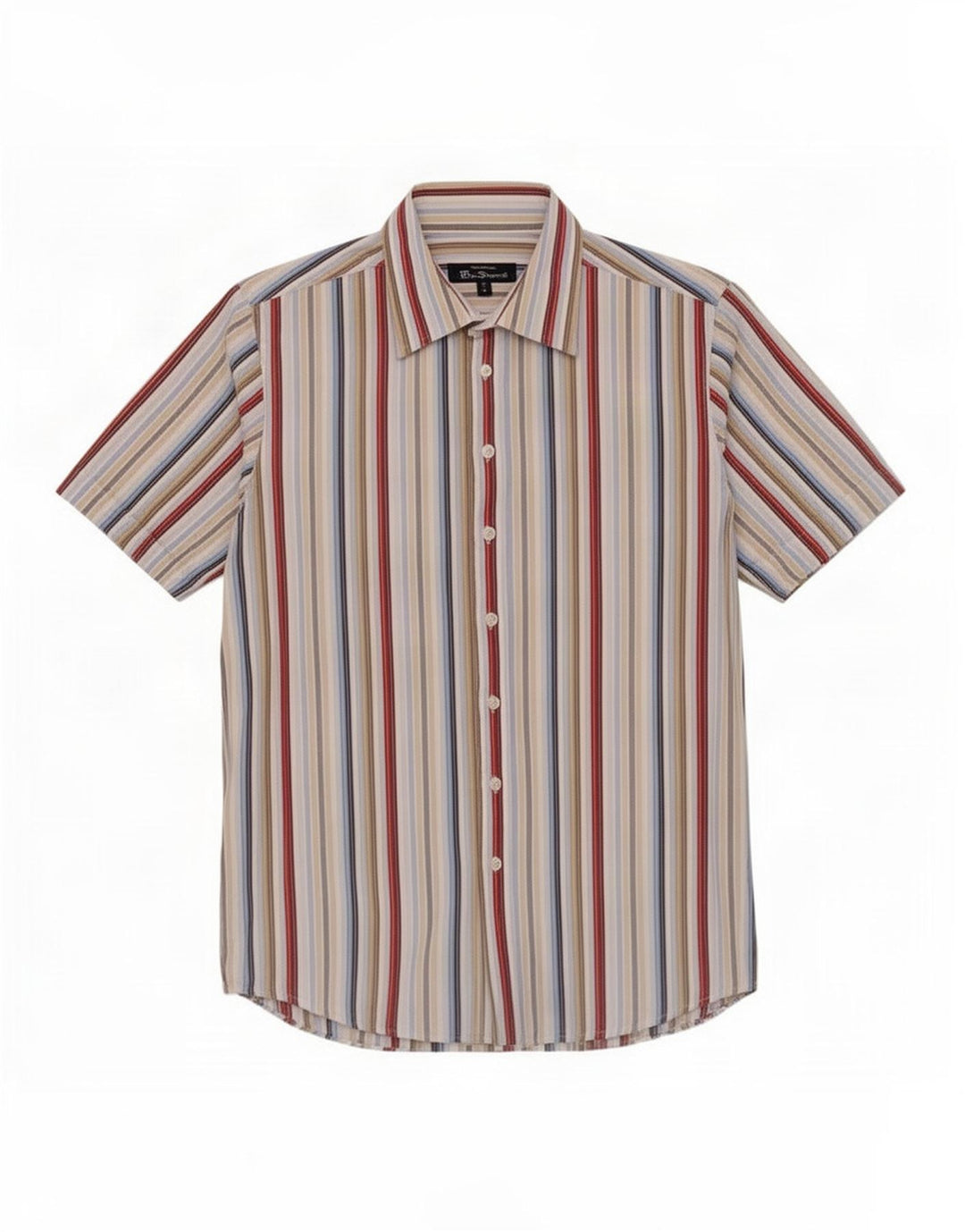 Ben Sherman Mens Short Sleeve Shirt Medium Multicoloured Striped Cotton