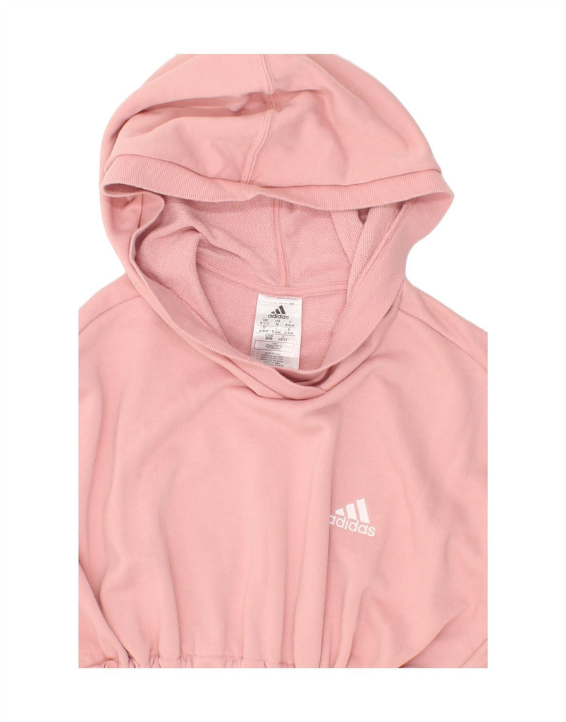 ADIDAS Womens Hoodie Jumper UK 12/14 Medium Pink Cotton Vintage Adidas and Second-Hand Adidas from Messina Hembry 