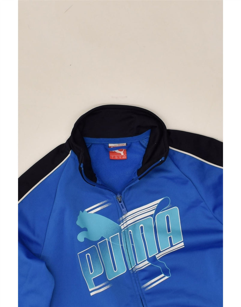 PUMA Boys Graphic Tracksuit Top Jacket 11-12 Years Large Blue Polyester | Vintage Puma | Thrift | Second-Hand Puma | Used Clothing | Messina Hembry 