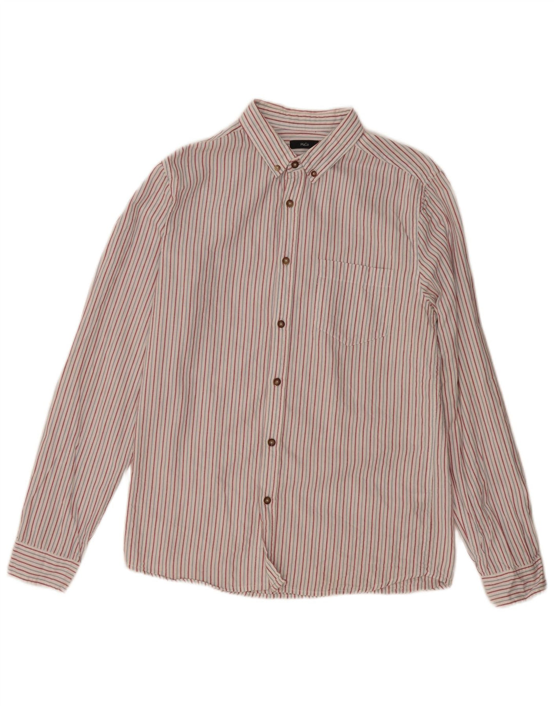 M&Co Mens Shirt Small White Striped Cotton