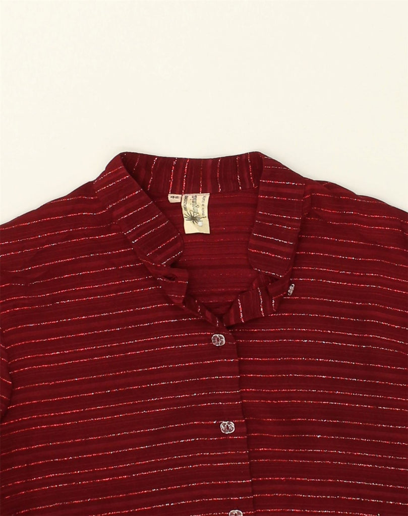 VINTAGE Womens Shirt IT 42 Medium Red Striped Cotton | Vintage Vintage | Thrift | Second-Hand Vintage | Used Clothing | Messina Hembry 