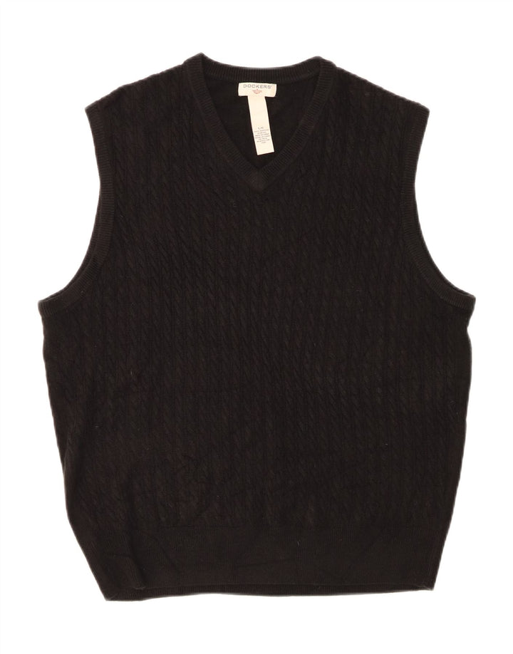 DOCKERS Mens Vest Tank Top Large Black Acrylic Vintage Dockers and Second-Hand Dockers from Messina Hembry 