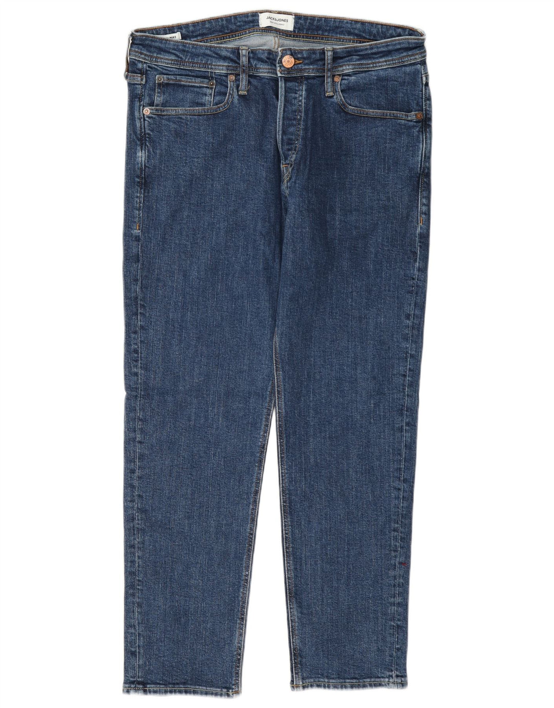 Jack & Jones Mens Mike Straight Jeans W34 L30 Blue Cotton