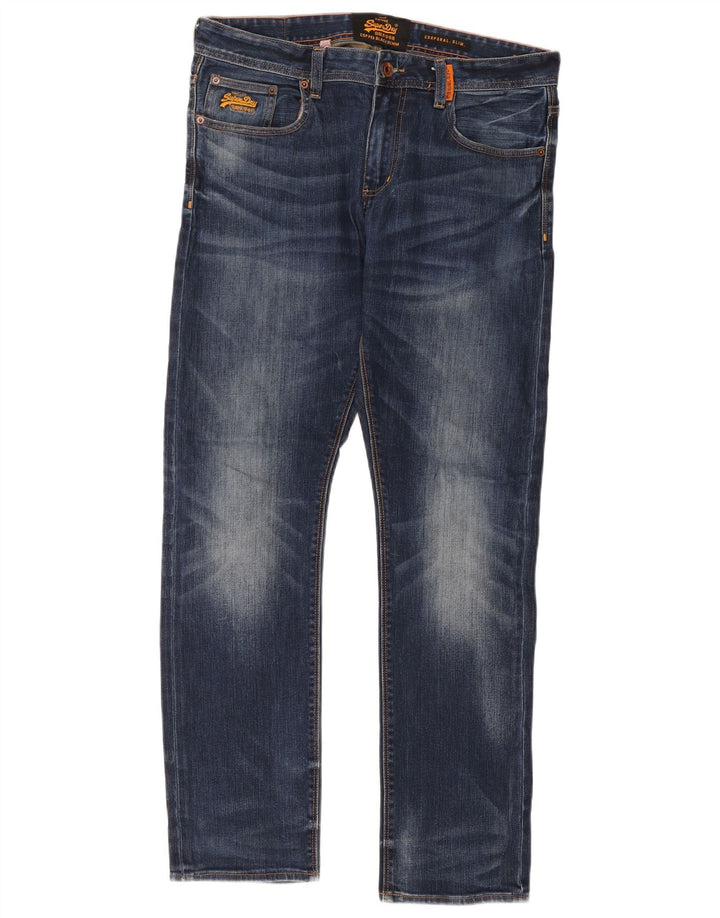 Superdry Mens Corporal Slim Jeans W34 L32 Blue Cotton