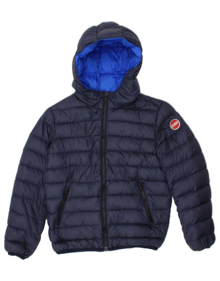 COLMAR Boys Hooded Padded Jacket 7-8 Years Navy Blue Vintage Colmar and Second-Hand Colmar from Messina Hembry 
