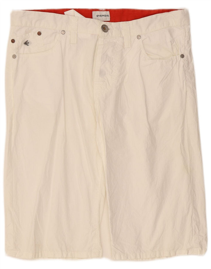 Energie Mens Casual Shorts W34 Large White Cotton