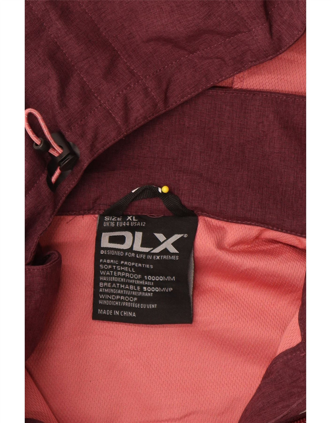 Vintage Womens Hooded Windbreaker Jacket UK 16 Large Burgundy Polyester