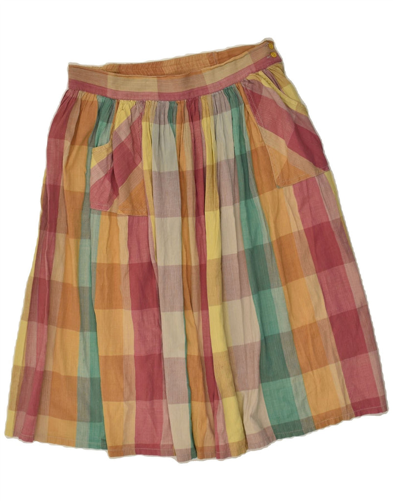 VINTAGE Womens A-Line Skirt UK 10 Small W28 Multicoloured Check Cotton | Vintage Vintage | Thrift | Second-Hand Vintage | Used Clothing | Messina Hembry 