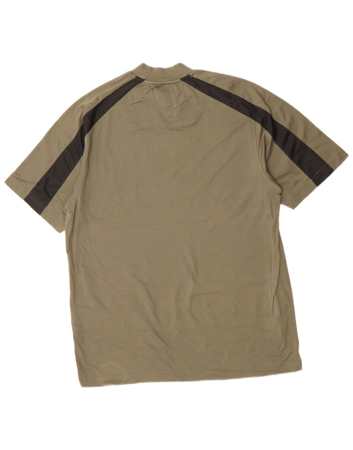 IZOD Mens T-Shirt Top Large Khaki Colourblock Cotton