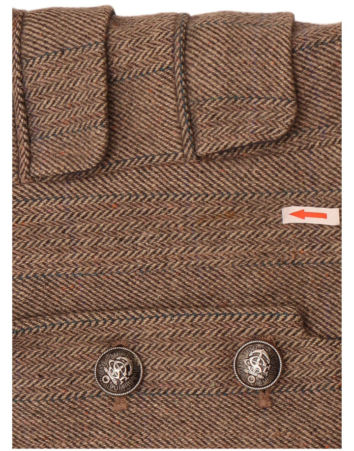 Superdry Womens 3 Button Blazer Jacket UK 14 Large Grey Herringbone Wool