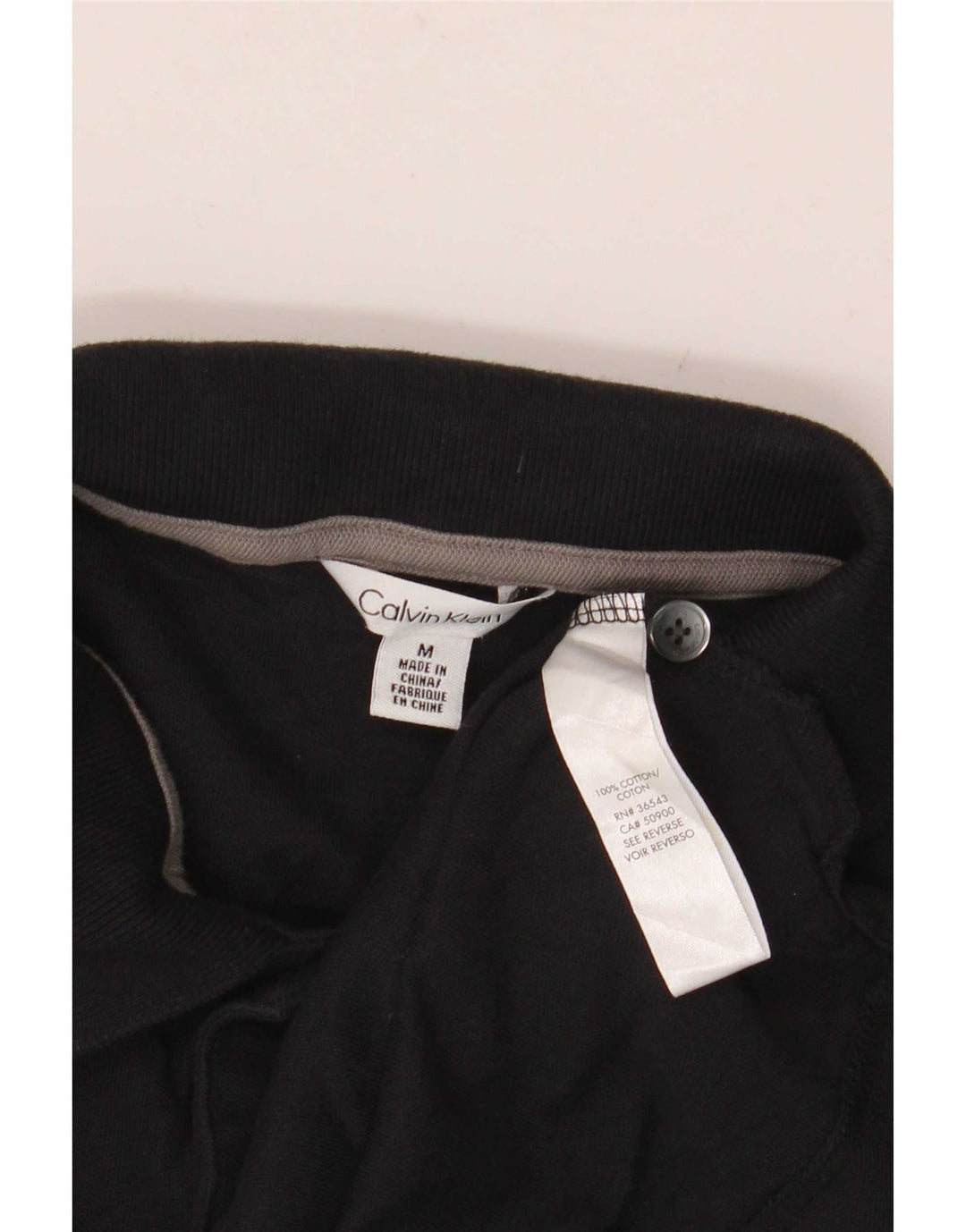 Calvin Klein Mens Polo Shirt Medium Black Cotton