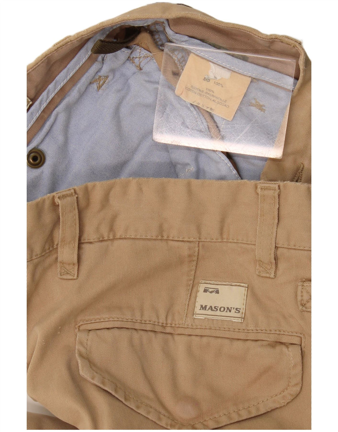 Mason's Mens Straight Cargo Trousers W32 L33 Beige Cotton