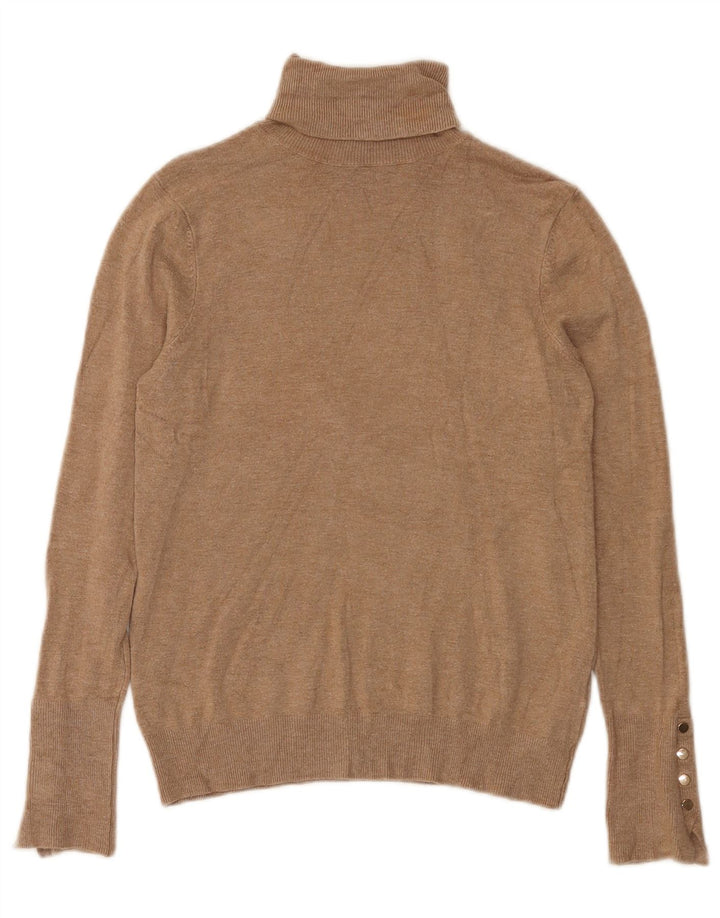 Zara Womens Roll Neck Jumper Sweater UK 12 Medium Beige Viscose