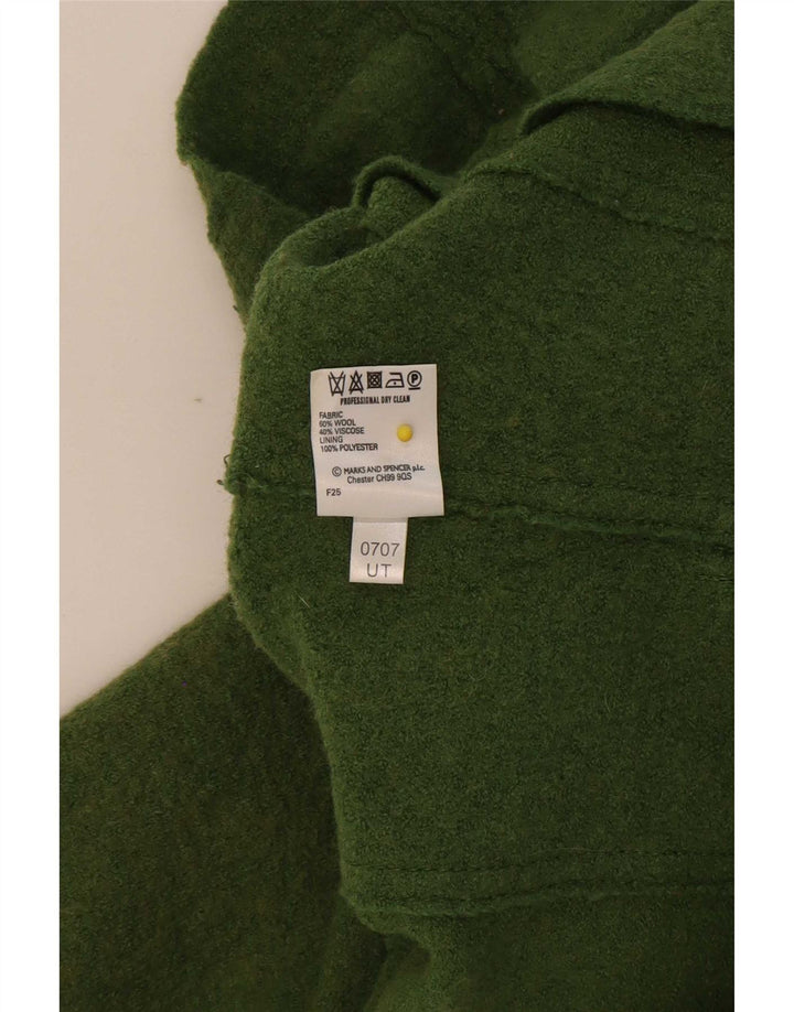 Marks & Spencer Womens 2 Button Blazer Jacket UK 10 Small Green Wool