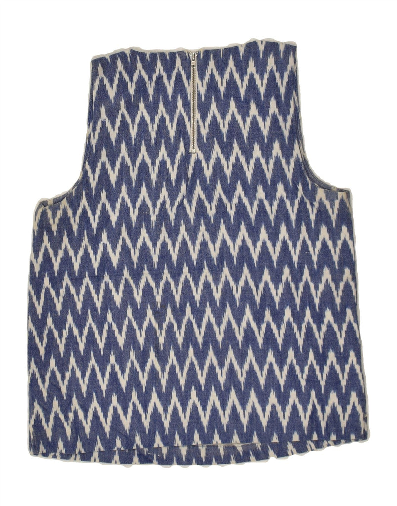 J. CREW Womens Sleeveless Blouse Top US 0 XS Blue Chevron Cotton | Vintage J. Crew | Thrift | Second-Hand J. Crew | Used Clothing | Messina Hembry 