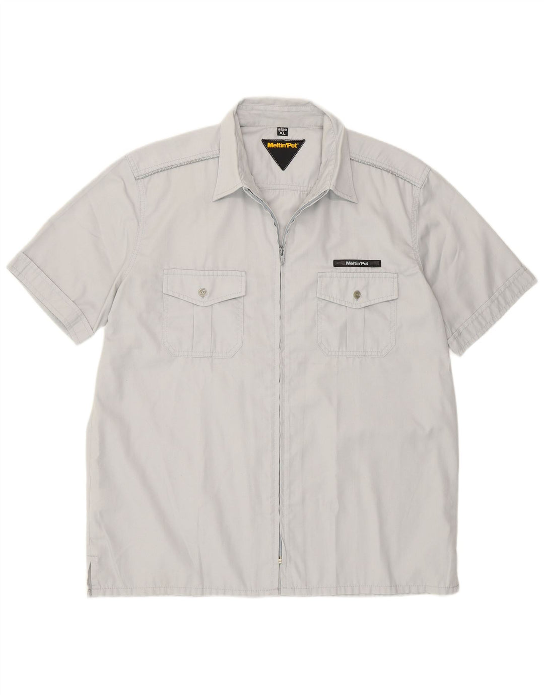 Meltin' Pot Mens Short Sleeve Shirt XL Grey Polyester