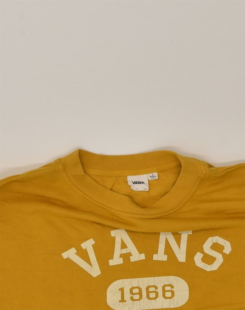 VANS Womens Graphic Sweatshirt Jumper UK 14 Large Yellow Cotton | Vintage Vans | Thrift | Second-Hand Vans | Used Clothing | Messina Hembry 
