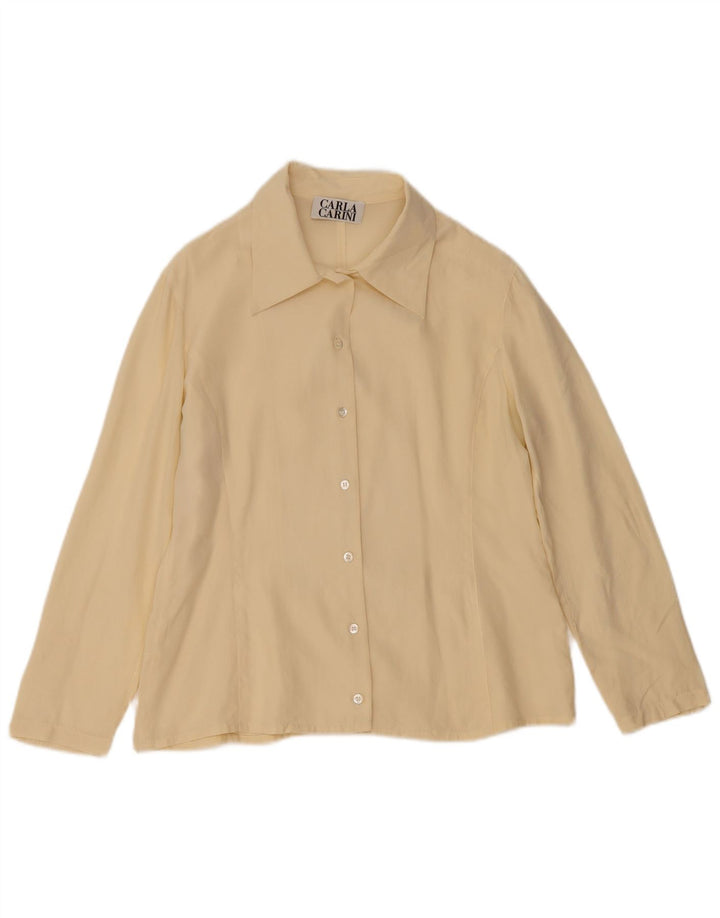 CARLA CARINI Womens Shirt Blouse UK 14 Medium Beige