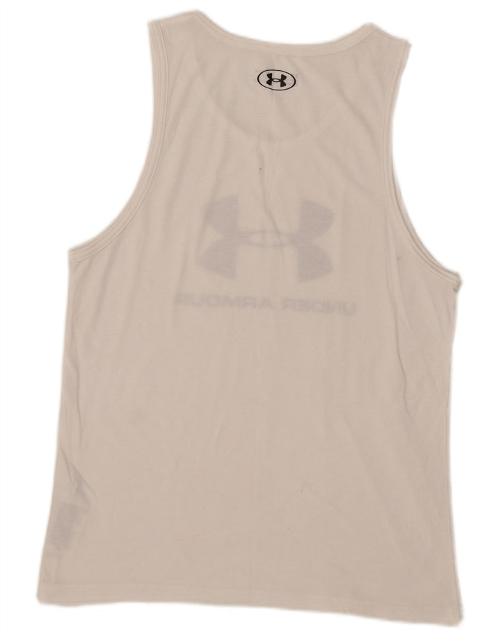 Under Armour Mens Heat Gear Graphic Vest Top Medium White Cotton