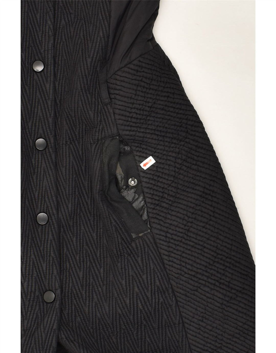 KAREN MILLEN Womens Overcoat UK 10 Small  Black Chevron Polyamide | Vintage Karen Millen | Thrift | Second-Hand Karen Millen | Used Clothing | Messina Hembry 