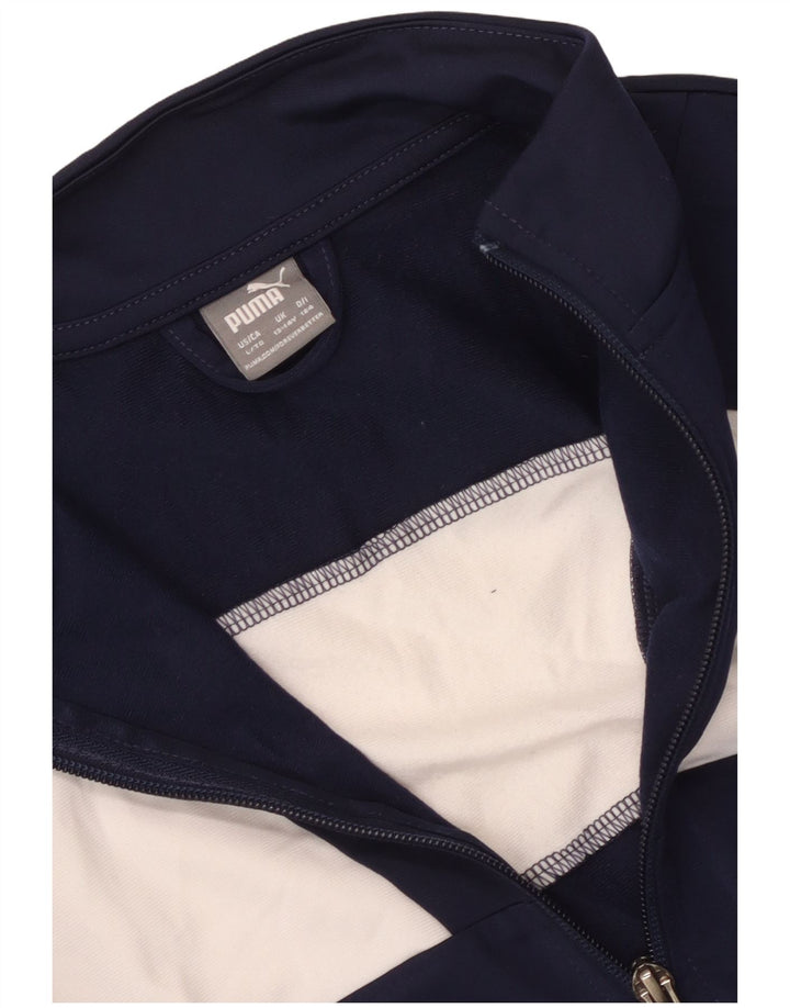 Puma Boys Tracksuit Top Jacket 13-14 Years Navy Blue Colourblock