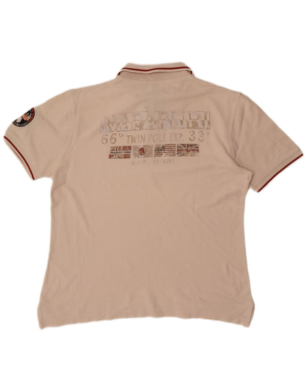 Napapijri Mens Graphic Polo Shirt XL Beige Striped