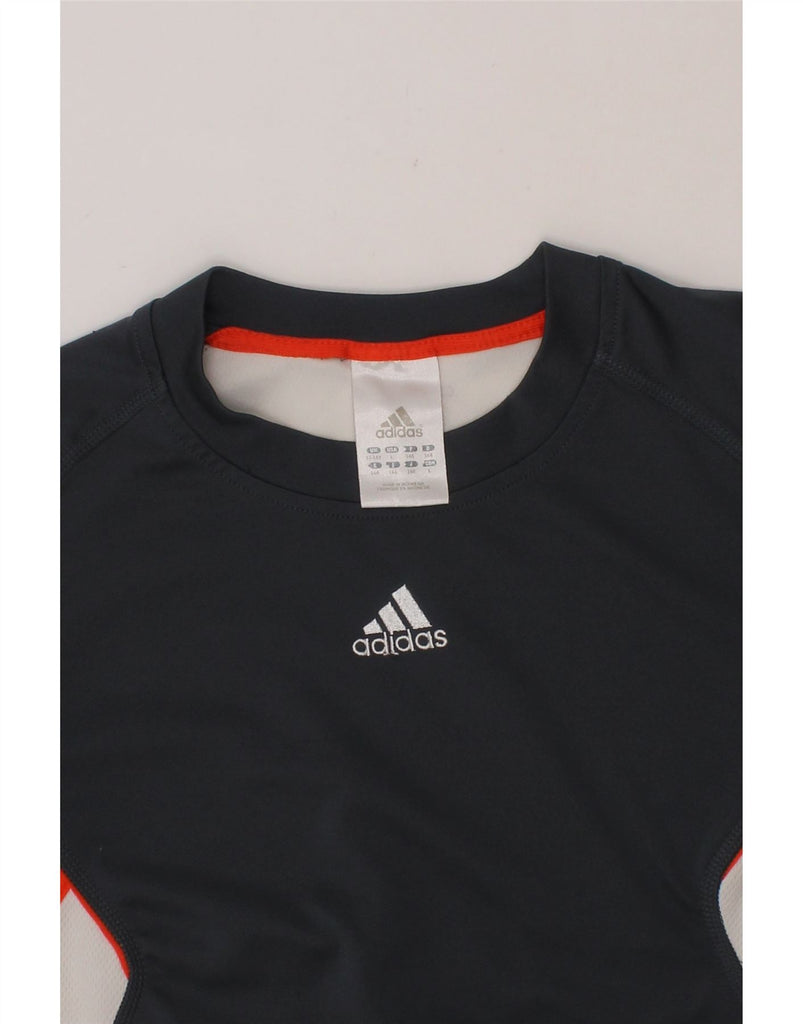 ADIDAS Boys T-Shirt Top 13-14 Years Grey Colourblock Vintage Adidas and Second-Hand Adidas from Messina Hembry 