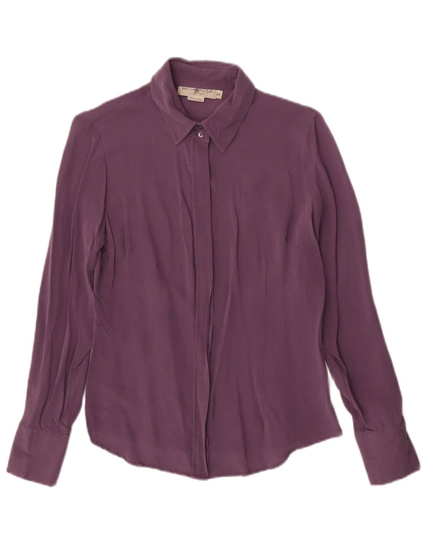 Blunauta Womens Shirt Blouse IT 44 Medium Purple Silk