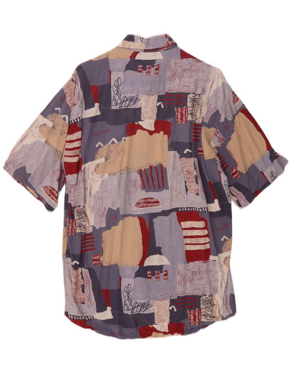 Kantaros Mens Abstract Pattern Shirt Large Multicoloured Viscose