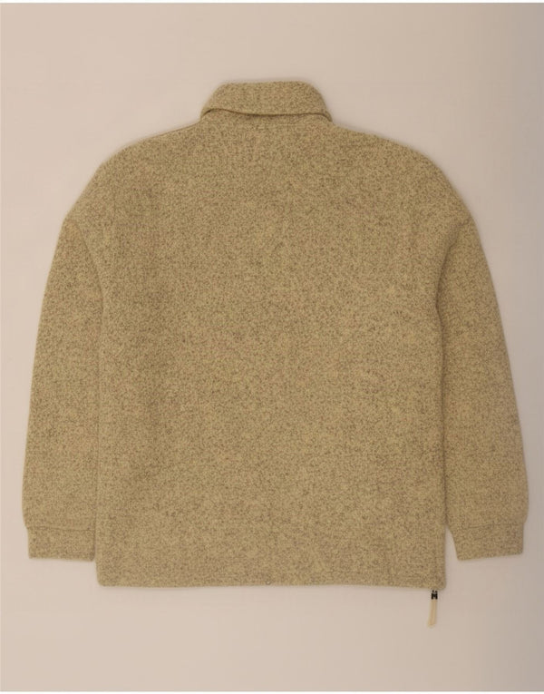 Vintage Mens Cardigan Sweater 2XL Beige Fair Isle Wool