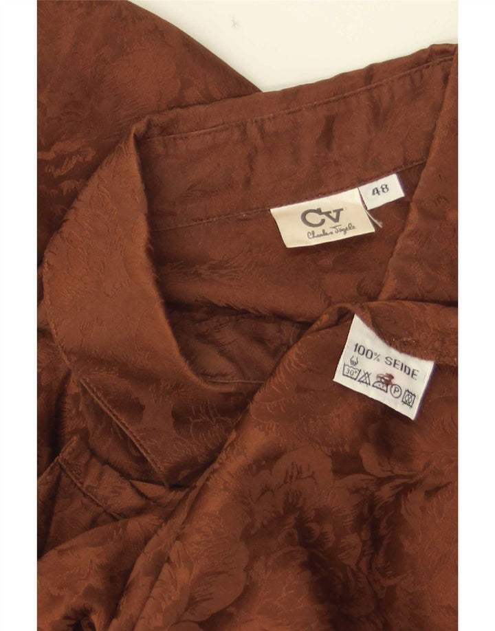 Vintage Womens Shirt Blouse IT 48 XL Brown Silk