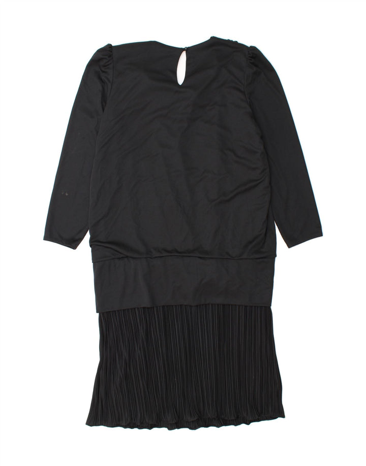 VINTAGE Womens Long Sleeve Maxi Dress UK 16/18 Large Black Polyester Vintage Vintage and Second-Hand Vintage from Messina Hembry 
