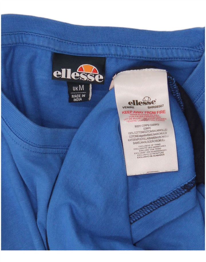 Ellesse Mens T-Shirt Top Medium Navy Blue Colourblock Cotton