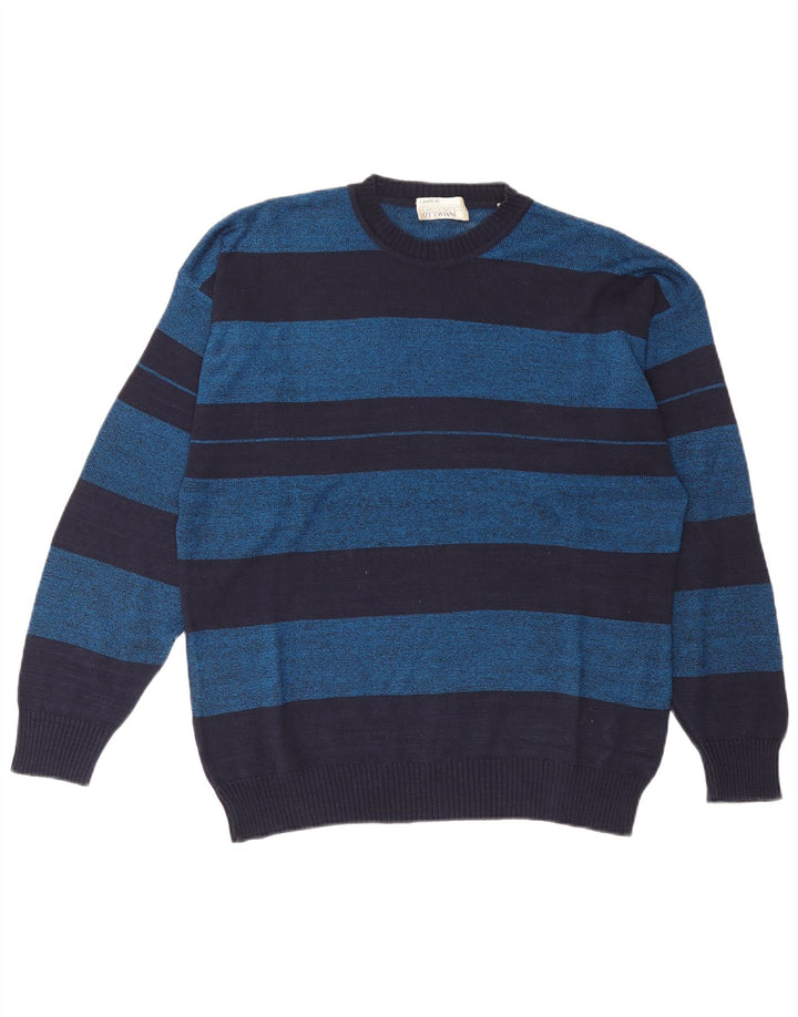 Gianfranco Ottaviani Mens Crew Neck Jumper Sweater IT 50 Medium Navy Blue
