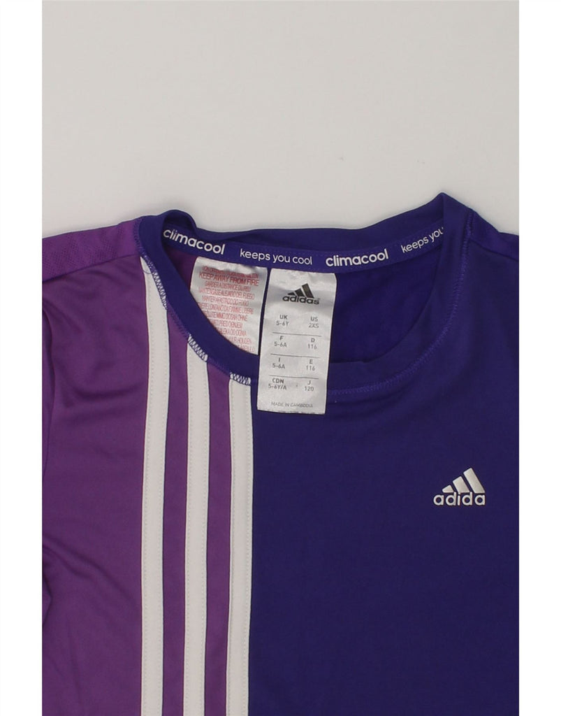 ADIDAS Girls Climacool T-Shirt Top 5-6 Years Purple Colourblock | Vintage Adidas | Thrift | Second-Hand Adidas | Used Clothing | Messina Hembry 