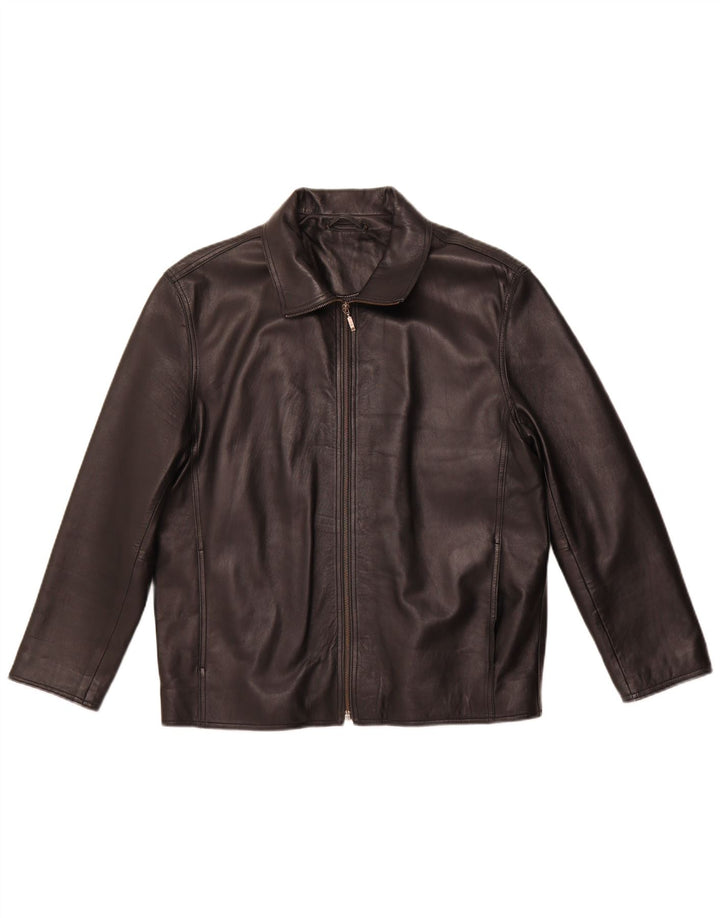 MADDOX Womens Leather Jacket UK 22 3XL Black Leather