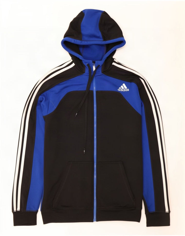 Adidas Mens Climalite Zip Hoodie Sweater Medium Black Colourblock Polyester