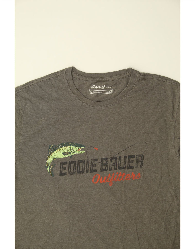 EDDIE BAUER Mens Graphic T-Shirt Top Large Grey Cotton Vintage Eddie Bauer and Second-Hand Eddie Bauer from Messina Hembry 