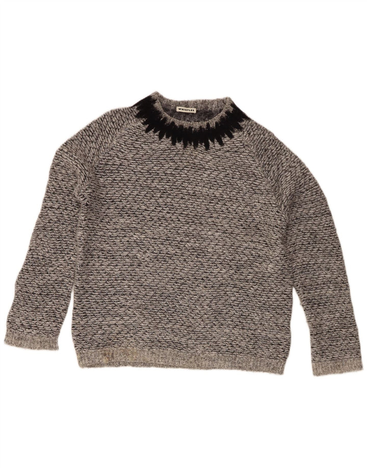 Whistles Womens Crew Neck Jumper Sweater UK 16 Large Grey Flecked Polyester
