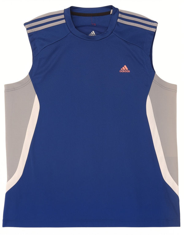 Adidas Mens Climacool Vest Top Medium Blue Colourblock Polyester
