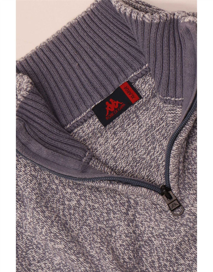Kappa Mens Zip Neck Jumper Sweater XL Blue Flecked