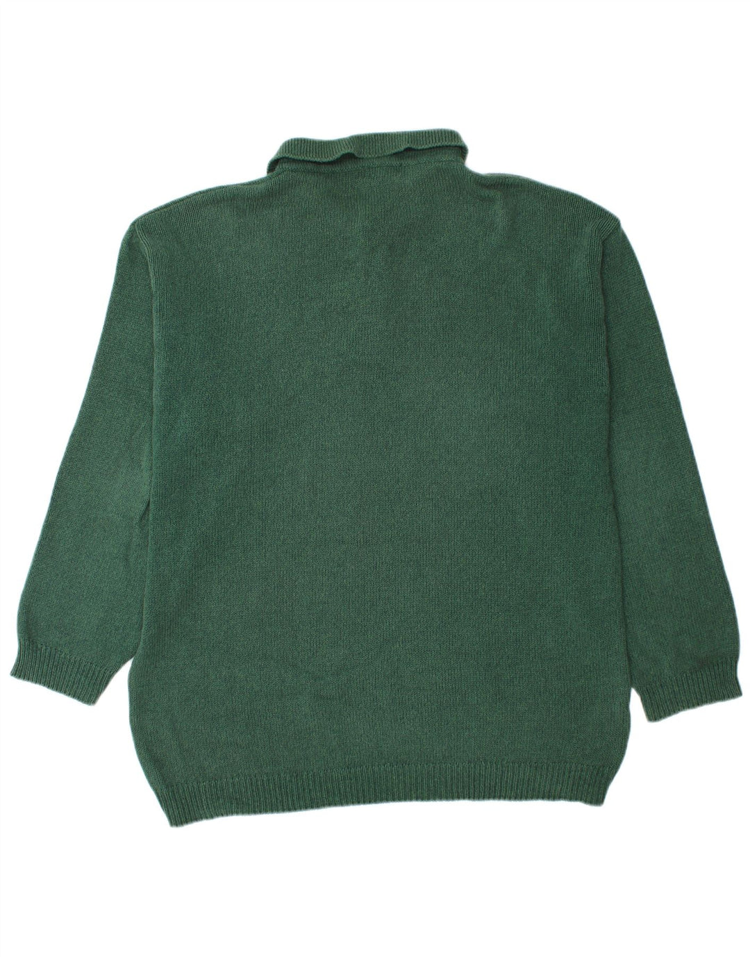 BASIC Mens Polo Neck Jumper Sweater 2XL Green Cotton